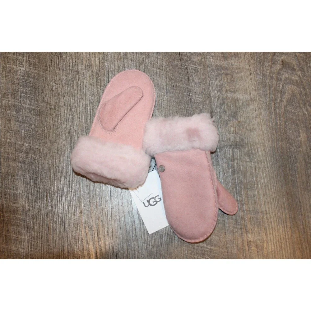 UGG GIRL'S SUEDE FUR LINED MITTENS NEW PINK SZ 2/4‎ TODDLER $95
